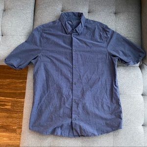 All Saints Button Up Short Sleeve Shirt Navy